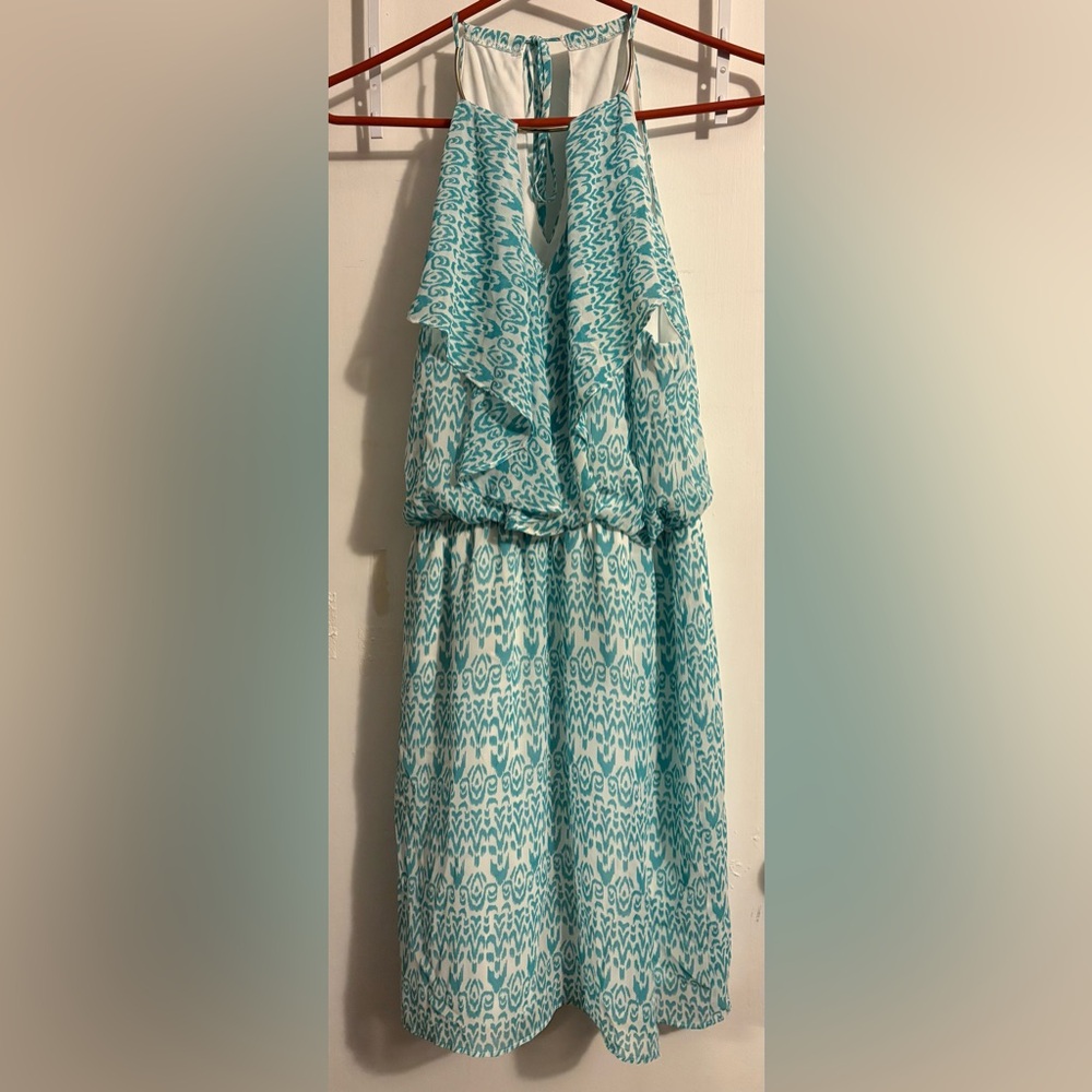 Teal Patterned Sleeveless Dress
